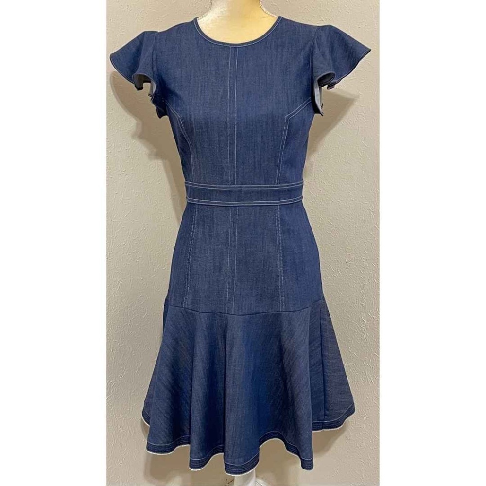 COPY - Shoshanna Maverick Flutter Sleeve Denim Dress